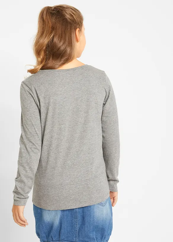 Langarmshirt aus Viskose-Mix in grau von hinten (im Anschnitt) - bonprix