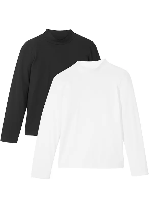 Rollkragenshirt (2er Pack) in weiß von vorne - bonprix