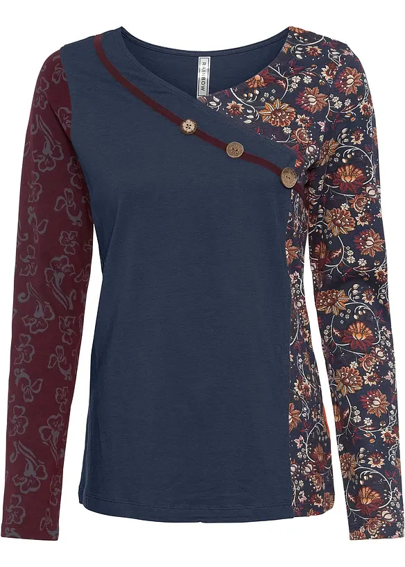 Shirt mit Knöpfen in blau von vorne - bonprix