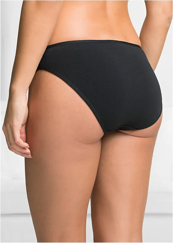 Slip mit weicher Baumwolle (6er Pack) in schwarz von hinten - bonprix