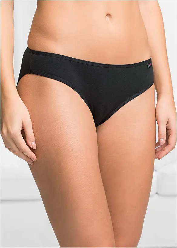 Slip mit weicher Baumwolle (6er Pack) in schwarz von vorne - bonprix