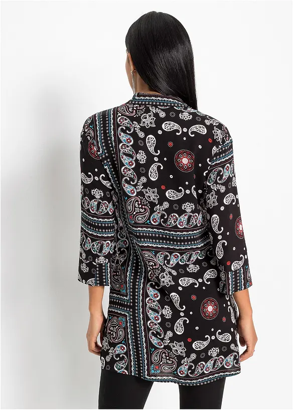 Longbluse aus reiner Viskose in schwarz von hinten (im Anschnitt) - bonprix