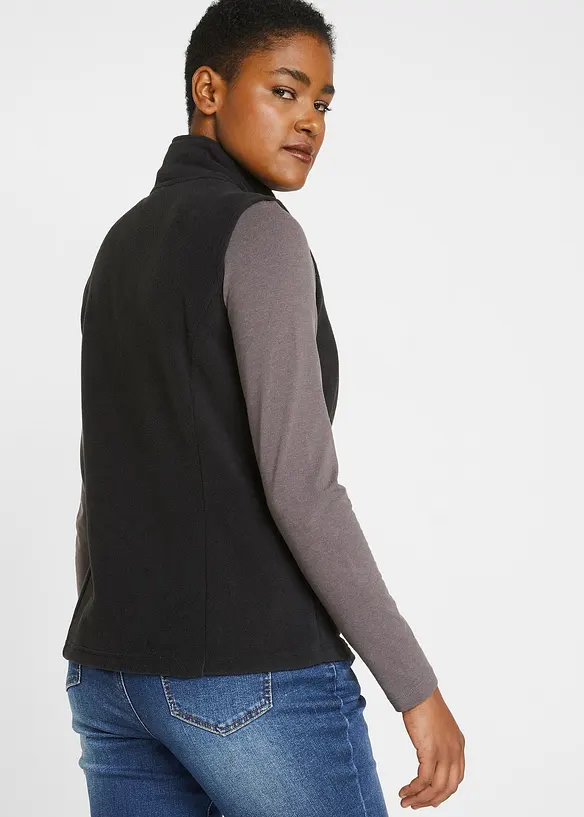Fleece-Weste mit Taschen in schwarz von hinten (im Anschnitt) - bonprix