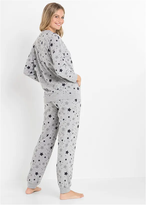 Pyjama mit Bio-Baumwolle in grau von hinten (Totalaufnahme) - bonprix