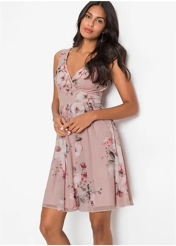 Minikleid aus zartem Mesh in rosa von vorne (Totalaufnahme) - bonprix