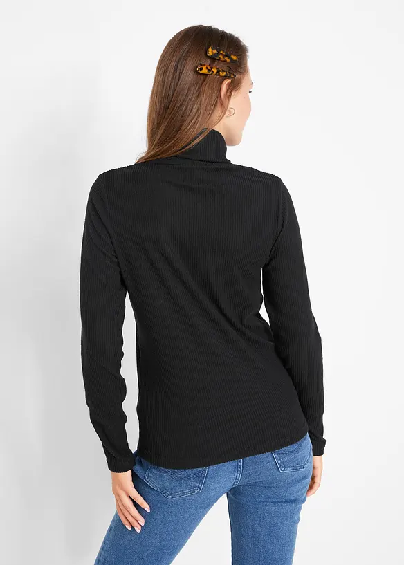 Warmes Thermoshirt in schwarz von hinten (im Anschnitt) - bonprix