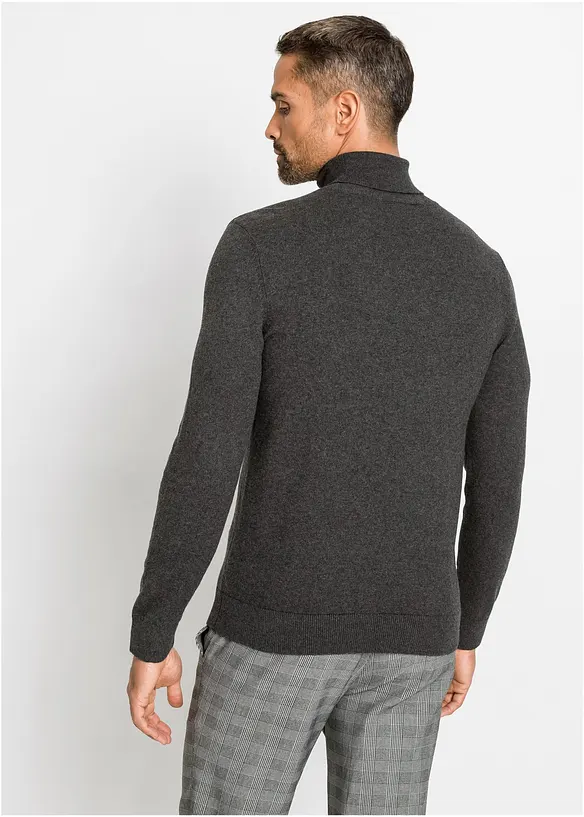 Rollkragenpullover mit Kaschmir in grau von hinten (im Anschnitt) - bonprix