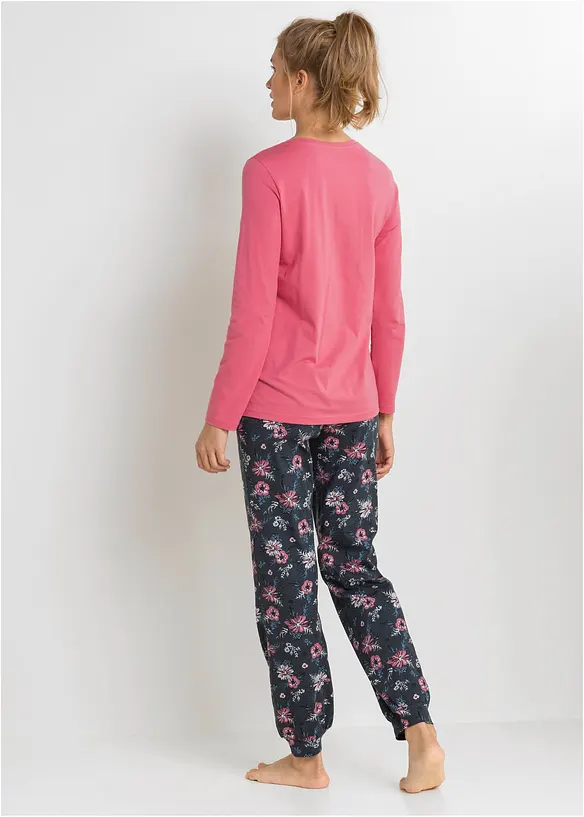 Pyjama aus reiner Bio-Baumwolle in rosa von hinten (Totalaufnahme) - bonprix