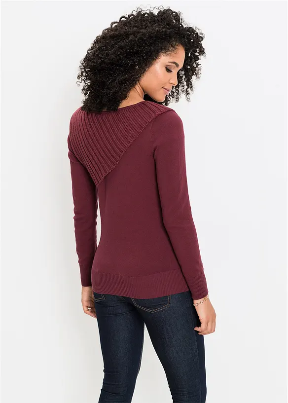 Feinstrickpullover aus Baumwoll-Mix in rot von hinten (im Anschnitt) - bonprix Feinstrickpullover aus Baumwoll-Mix in rot von hinten (im Anschnitt) - bonprix
