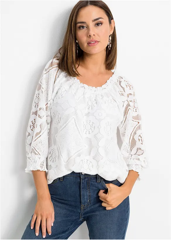 Shirt mit Ballonärmeln in weiß von vorne (im Anschnitt) - bonprix Shirt mit Ballonärmeln in weiß von vorne (im Anschnitt) - bonprix