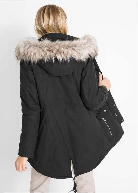 Warmer Parka, gefüttert in schwarz von hinten (im Anschnitt) - bonprix