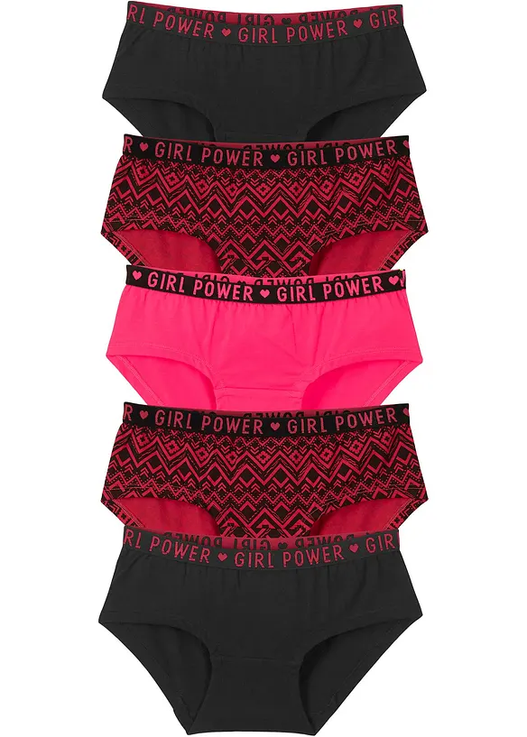 Hipster mit weicher Baumwolle (5er-Pack) in pink von vorne - bonprix