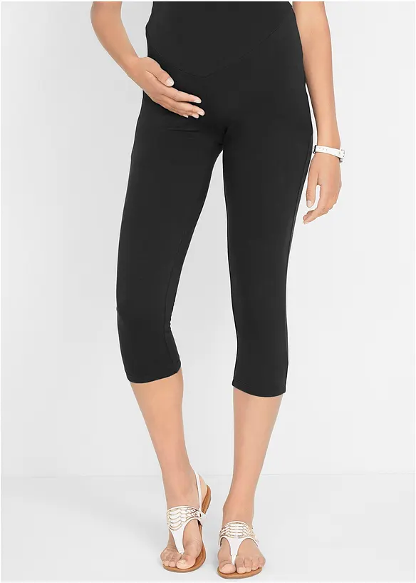 Umstands-Leggings in Capri-Länge (2er Pack) in schwarz von vorne - bonprix