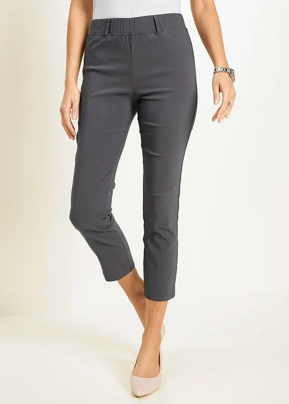 7/8-Hose aus elastischem Bengalin in grau von vorne - bonprix