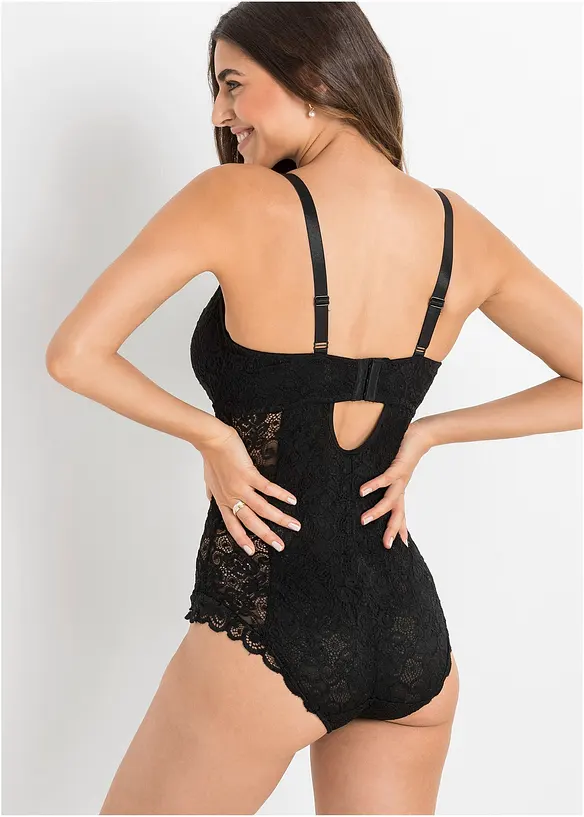 Body aus edler Spitze in schwarz von hinten (Totalaufnahme) - bonprix