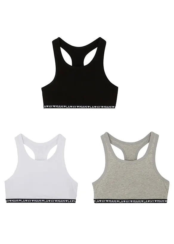 Bustier mit weicher Baumwolle (3er Pack) in schwarz - bonprix