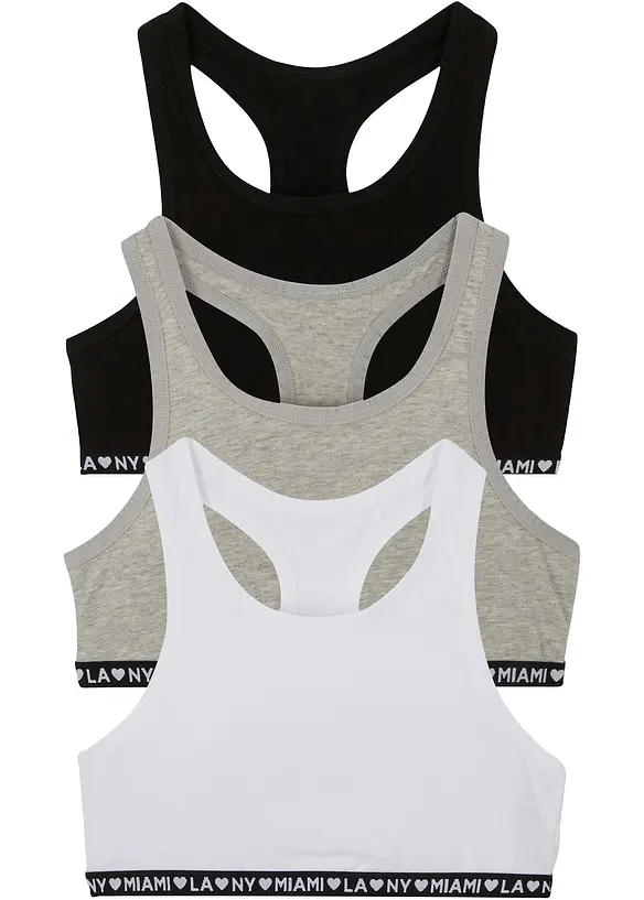 Bustier mit weicher Baumwolle (3er Pack) in schwarz von vorne - bonprix