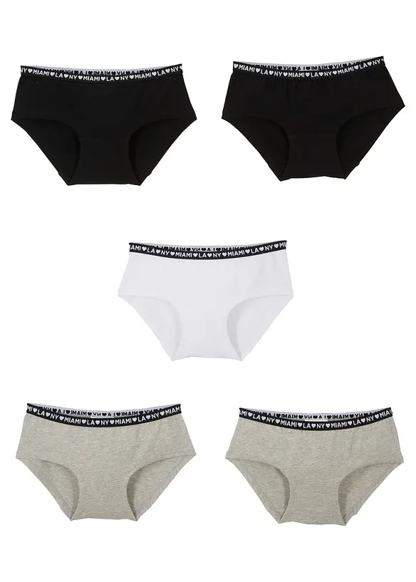 Panty mit weicher Baumwolle (5er-Pack) in schwarz - bonprix