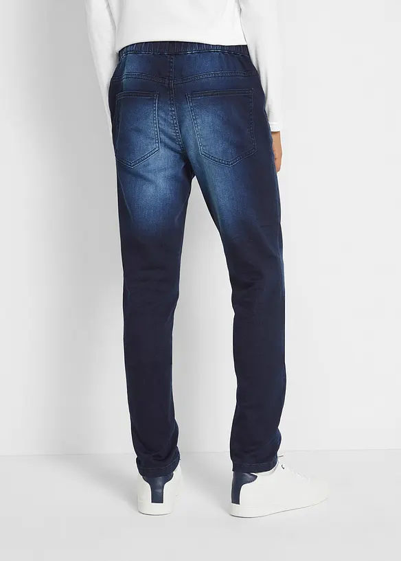 Regular Fit Schlupf-Sweat-Jeans, Straight in blau von hinten - bonprix