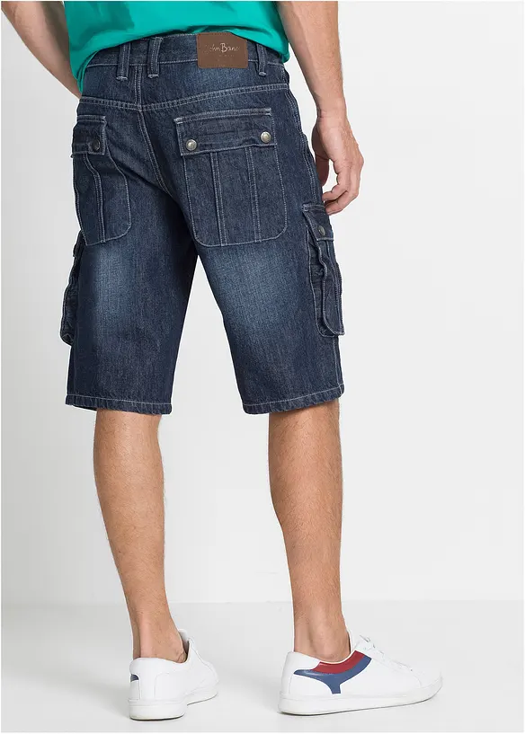Cargo-Jeans-Bermuda Regular Fit in blau von hinten - bonprix