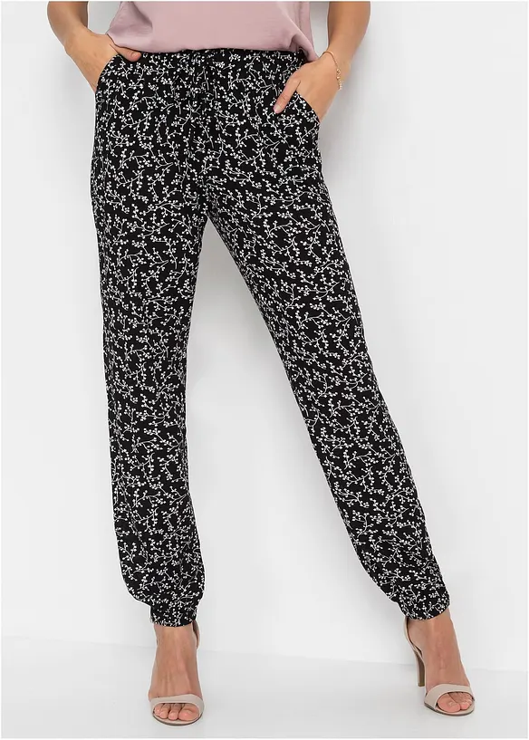 Schlupfhose aus reiner Viskose in schwarz von vorne - bonprix Schlupfhose aus reiner Viskose in schwarz von vorne - bonprix