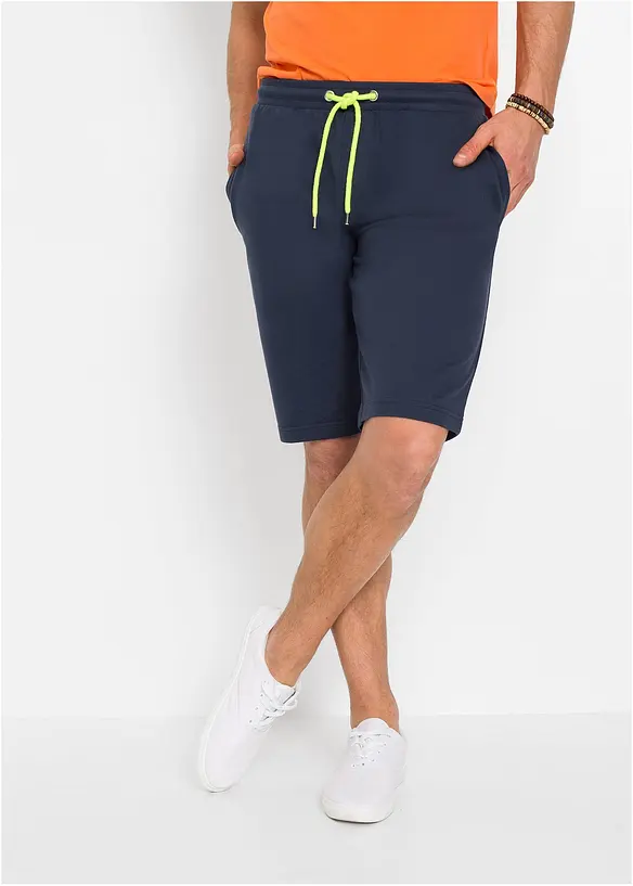 Sweat-Bermuda aus reiner Baumwolle in blau von vorne - bonprix