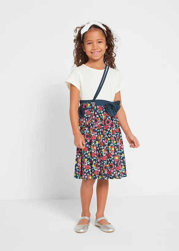 Shirtkleid + Tasche (2-tlg. Set) aus reiner Bio-Baumwolle von vorne (Totalaufnahme) - bonprix