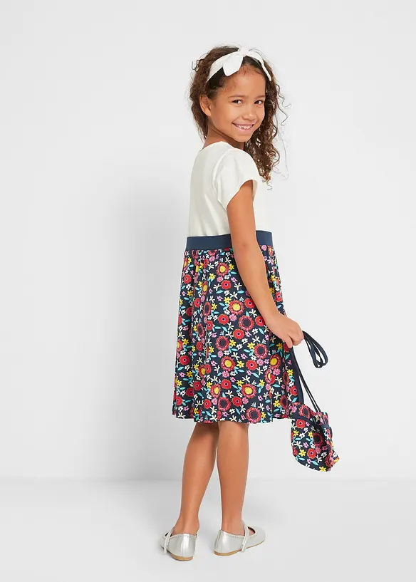 Shirtkleid + Tasche (2-tlg. Set) aus reiner Bio-Baumwolle von hinten (Totalaufnahme) - bonprix
