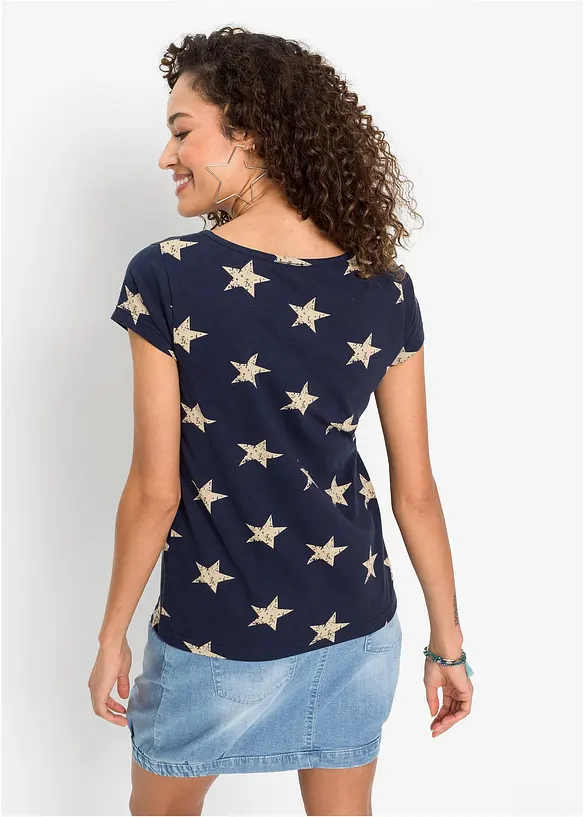 Shirt mit Sternen in blau von hinten (im Anschnitt) - bonprix