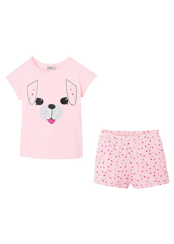 Shorty aus reiner Baumwolle (2-tlg. Set) in rosa von vorne - bonprix