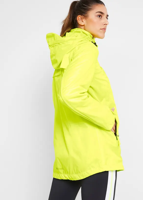wasserabweisende, reflektierende Funktions-Jacke in gelb von hinten (im Anschnitt) - bonprix