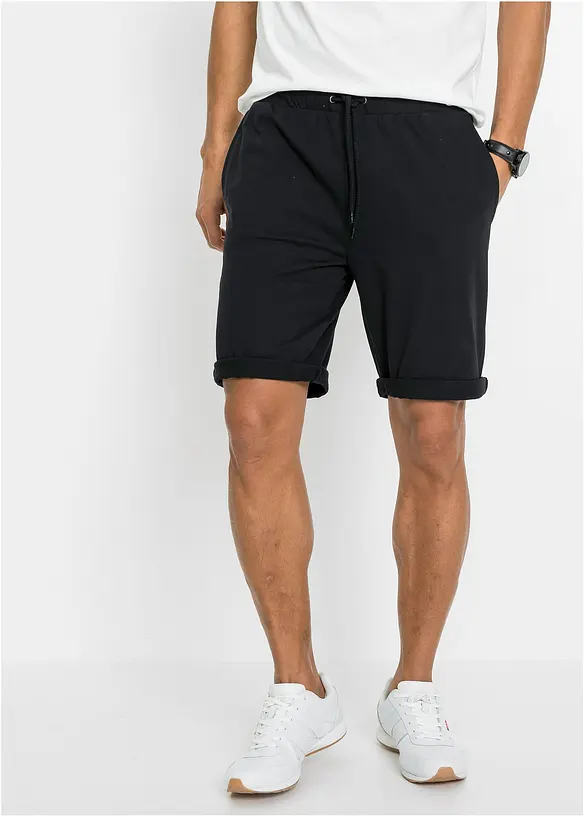 Jersey-Shorts (2er Pack) in schwarz von vorne - bonprix