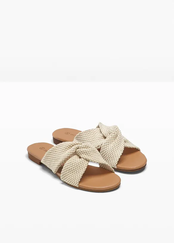 Pantoletten mit Knoten in beige - bonprix