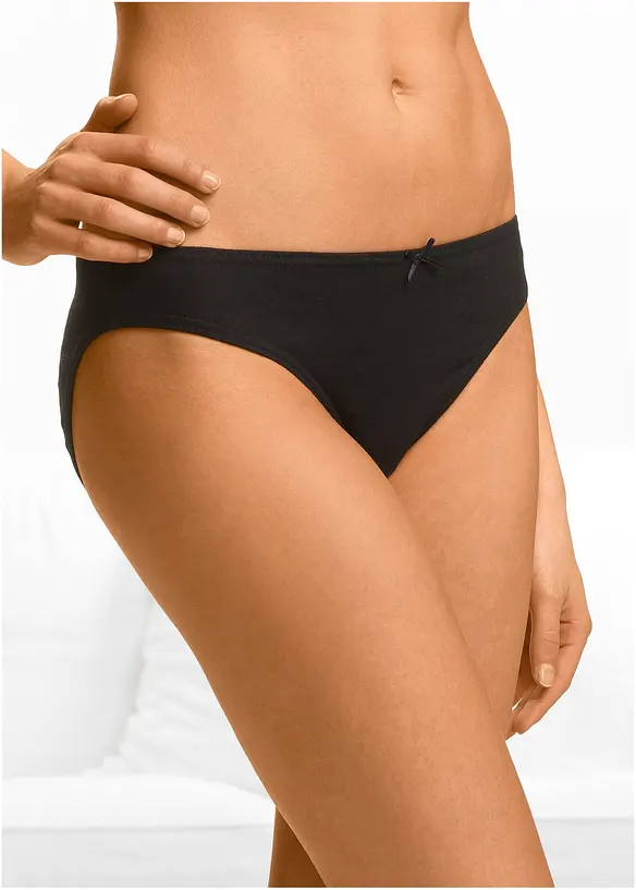 Slip aus reiner Baumwolle  (8er Pack) in schwarz von vorne - bonprix
