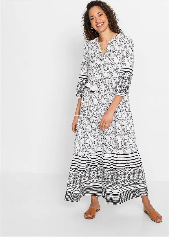 Maxikleid aus fließender Viskose in weiß von vorne (Totalaufnahme) - bonprix Maxikleid aus fließender Viskose in weiß von vorne (Totalaufnahme) - bonprix