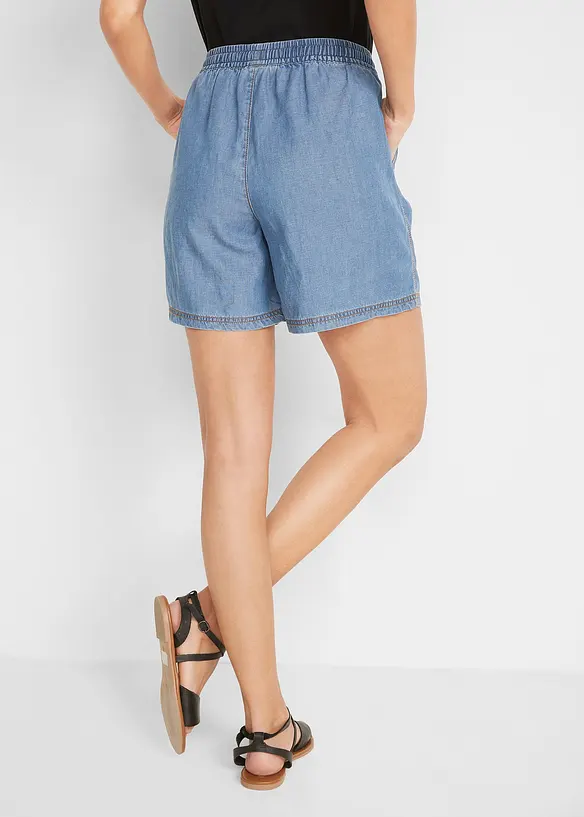 Leichte Denim Shorts mit Leinen in blau von hinten - bonprix Leichte Denim Shorts mit Leinen in blau von hinten - bonprix