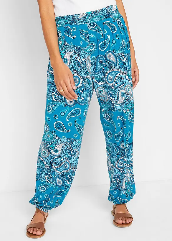 Jersey-Haremshose aus fließendem Viskose-Mix in blau von vorne - bonprix Jersey-Haremshose aus fließendem Viskose-Mix in blau von vorne - bonprix