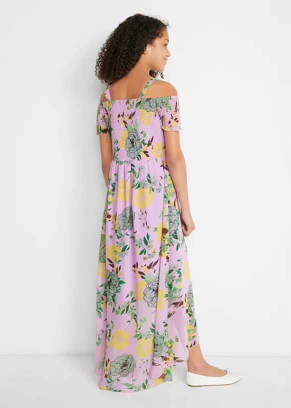 Carmen-Kleid in lila von hinten (Totalaufnahme) - bonprix