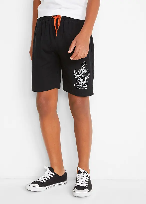 Jersey-Bermuda (2er Pack) mit Bio-Baumwolle in schwarz von vorne - bonprix