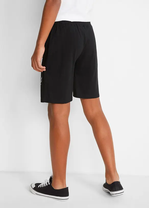 Jersey-Bermuda (2er Pack) mit Bio-Baumwolle in schwarz von hinten - bonprix