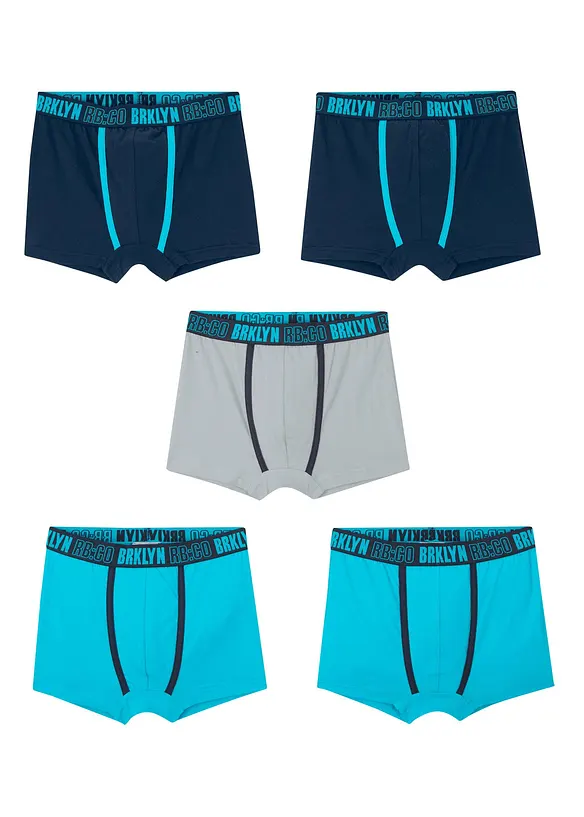 Boxershorts mit weicher Baumwolle (5er Pack) in blau - bonprix