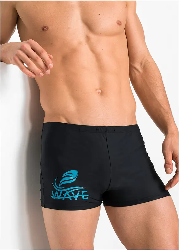 Schnelltrocknende Badehose in schwarz von vorne - bonprix