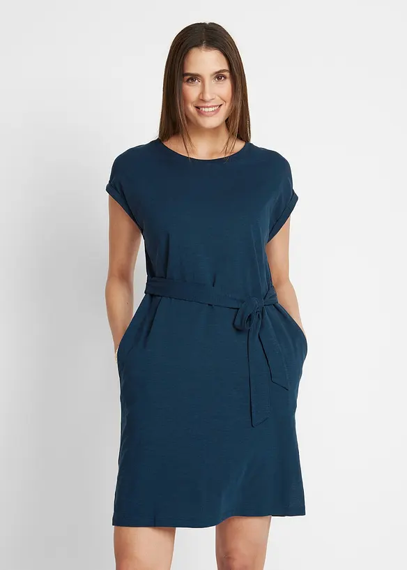 Shirtkleid aus reiner Baumwolle in blau von vorne (Totalaufnahme) - bonprix Shirtkleid aus reiner Baumwolle in blau von vorne (Totalaufnahme) - bonprix