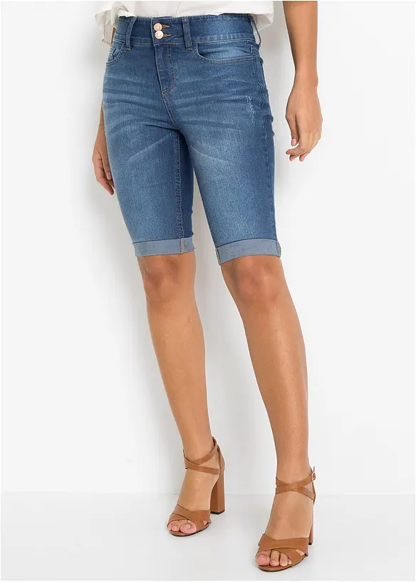 Jeans-Bermuda Mid Waist in blau von vorne - bonprix