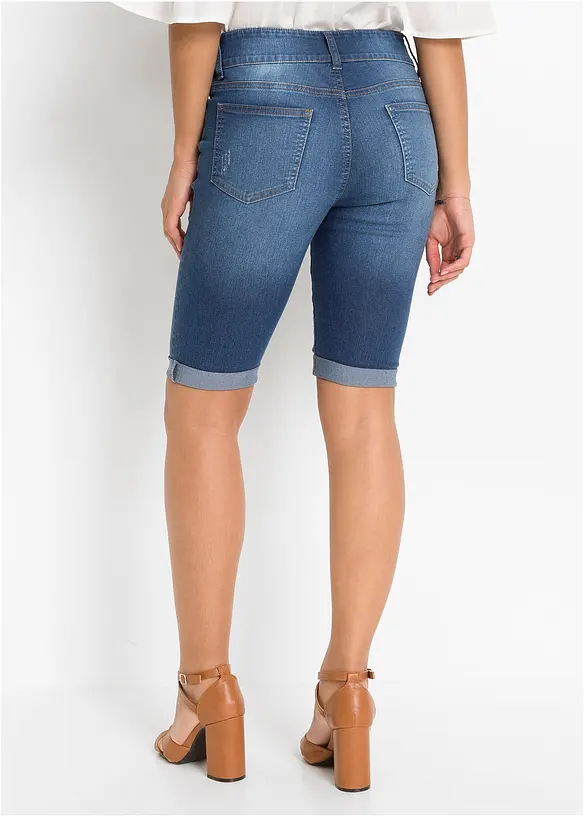 Jeans-Bermuda Mid Waist in blau von hinten - bonprix