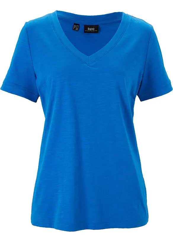 T-Shirt aus reiner Baumwolle in blau von vorne - bonprix