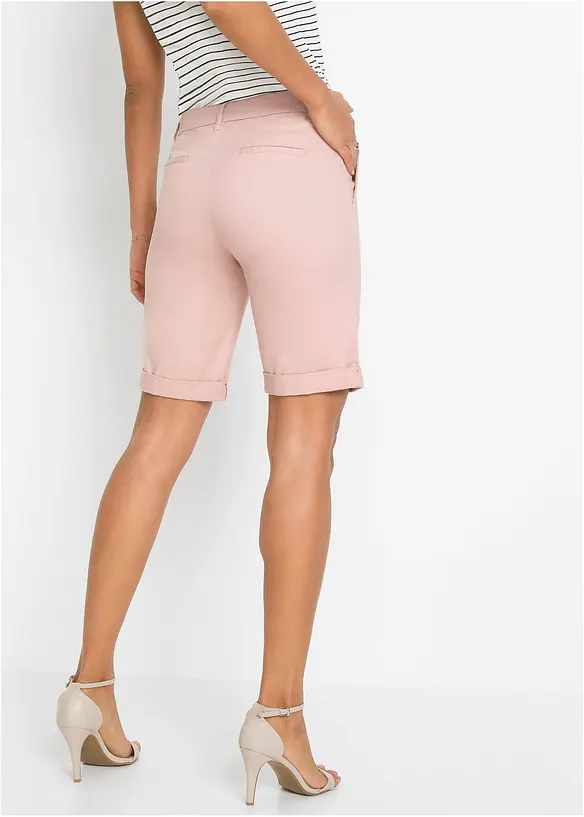 Bermuda aus elastischem Baumwoll-Mix in rosa von hinten - bonprix