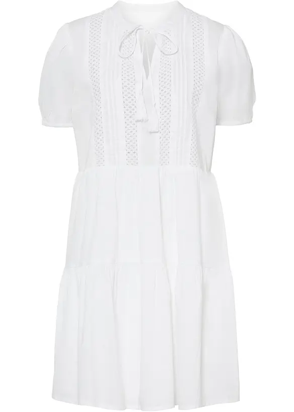 Boho-Kleid in weiß von vorne - BODYFLIRT