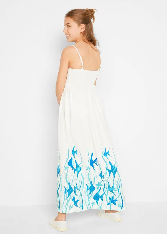 Maxikleid aus fließender Viskose in weiß von hinten (Totalaufnahme) - bonprix