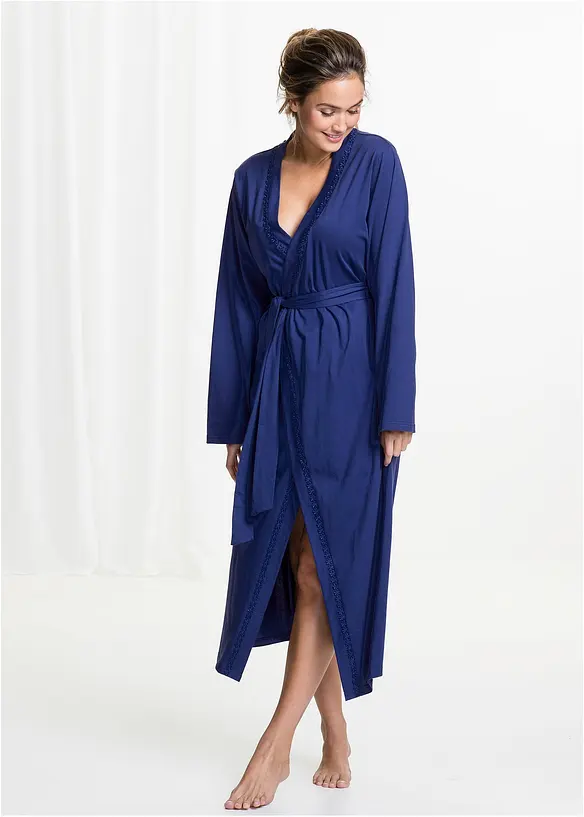Bademantel aus Shirtqualität in blau von vorne (Totalaufnahme) - bonprix